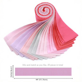 CraftsFabrics 100% Cotton 20Pcs (2.5" x 40") Cotton Candy Jelly Rolls 140GSM Ideal for Quilting, Scrapbooking, Sewing, Arts & Crafts, Patchwork
